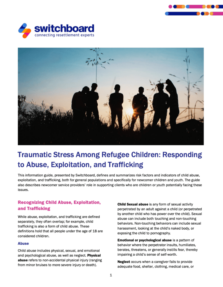 Traumatic Stress Among Refugee Children: Responding to Abuse, Exploitation, and Trafficking
